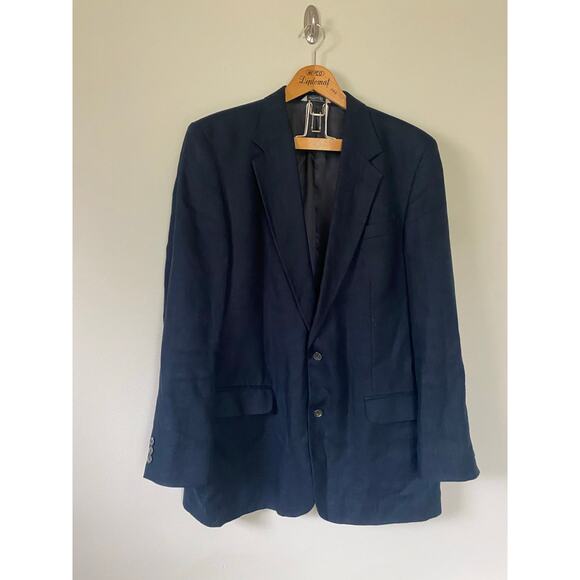 AKA EDDIE BAUER mens blazer sport coat jacket 44 linen black suit seperates
